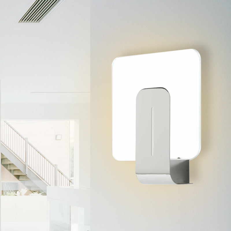 BowLift | 1 Head Bathroom Wall Light Modern Silver Finish Wall Mounted Lamp with Square Panel Clear Glass Shade