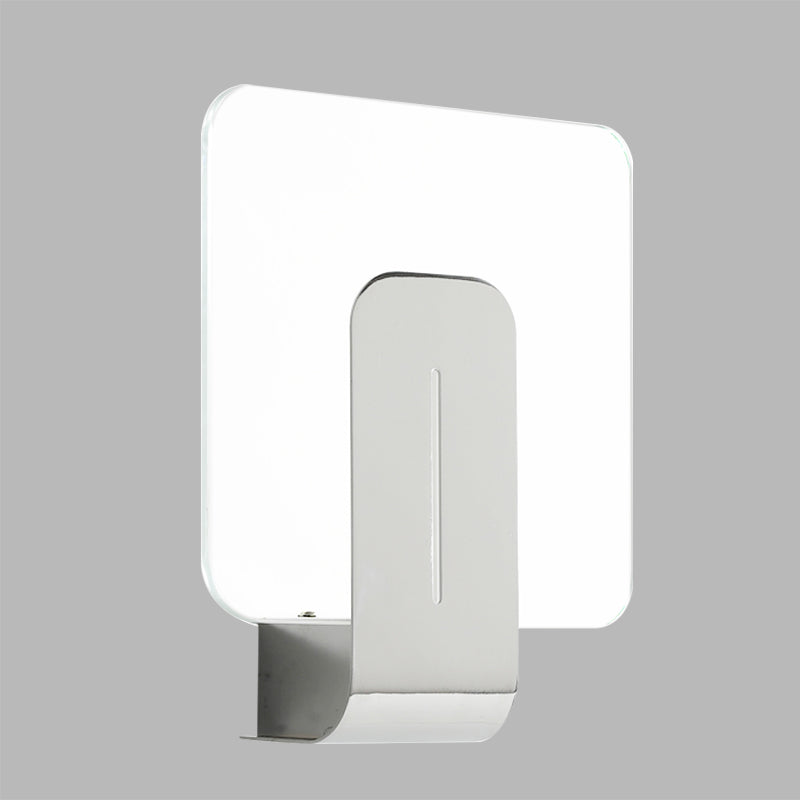 BowLift | 1 Head Bathroom Wall Light Modern Silver Finish Wall Mounted Lamp with Square Panel Clear Glass Shade