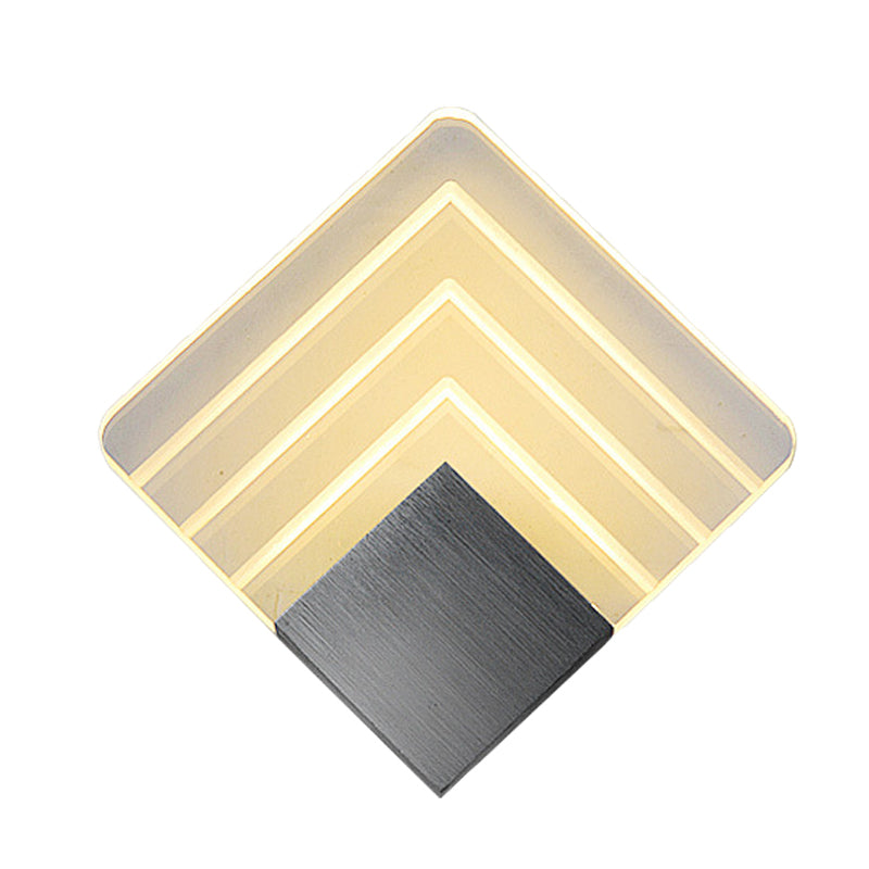 BowLift | Modernism Squared Wall Light Metal 5.5"/8" B LED Corner Wall Light in Black/Silver with Acrylic Shade