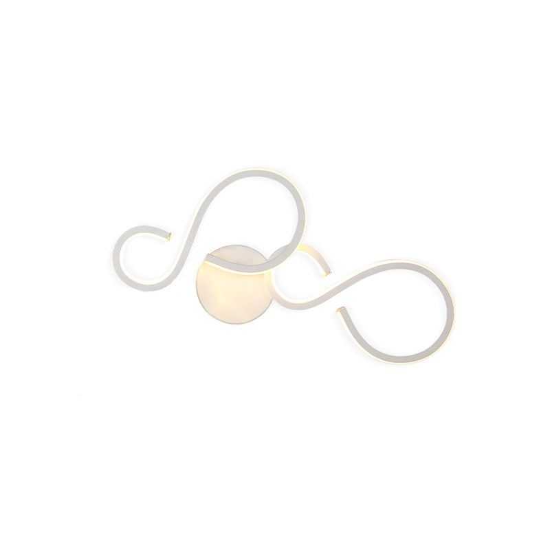 BowLift | 17"/27.5" H Spiral Living Room Wall Light Light Acrylic LED Modern Wall Light in White