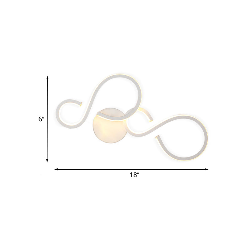 BowLift | 17"/27.5" H Spiral Living Room Wall Light Light Acrylic LED Modern Wall Light in White