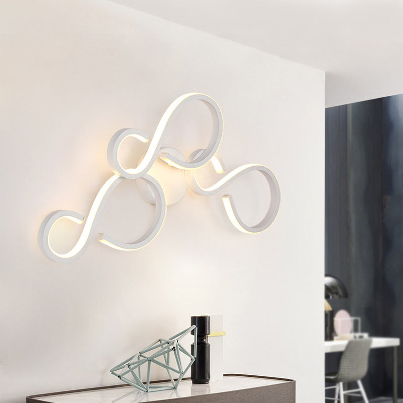 BowLift | 17"/27.5" H Spiral Living Room Wall Light Light Acrylic LED Modern Wall Light in White