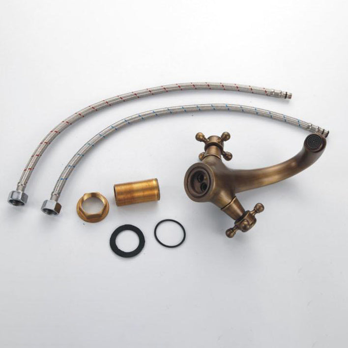 BowLift | Industrial Widespread Bathroom 2 Faucet Cross Handles Sink Faucet