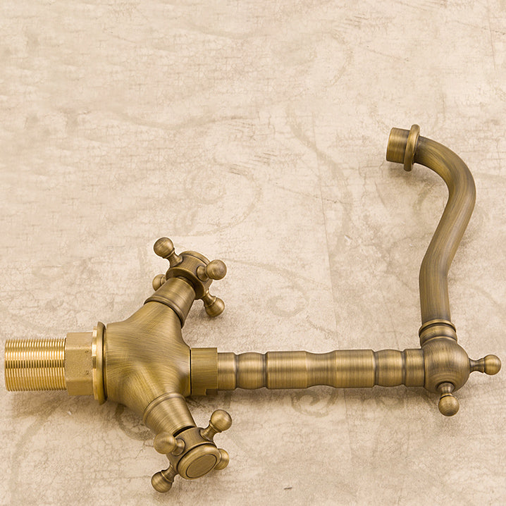 BowLift | Industrial Widespread Bathroom Faucet Cross Handle Medium Sink Faucet