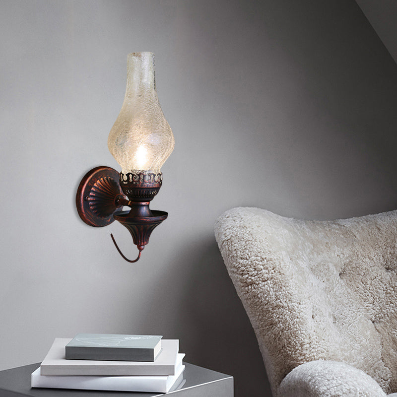 BowLift | Factory Vase Shadow Wall Lamp 1 Head Yellow/Clear Crackle Glass Wall Lighting Fixture for Outdoor