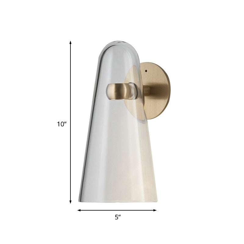 BowLift | 1 Head Kitchen Kids Wall Mount Lighting Minimalist Gold Wall Light with Cone Clear Glass Shade