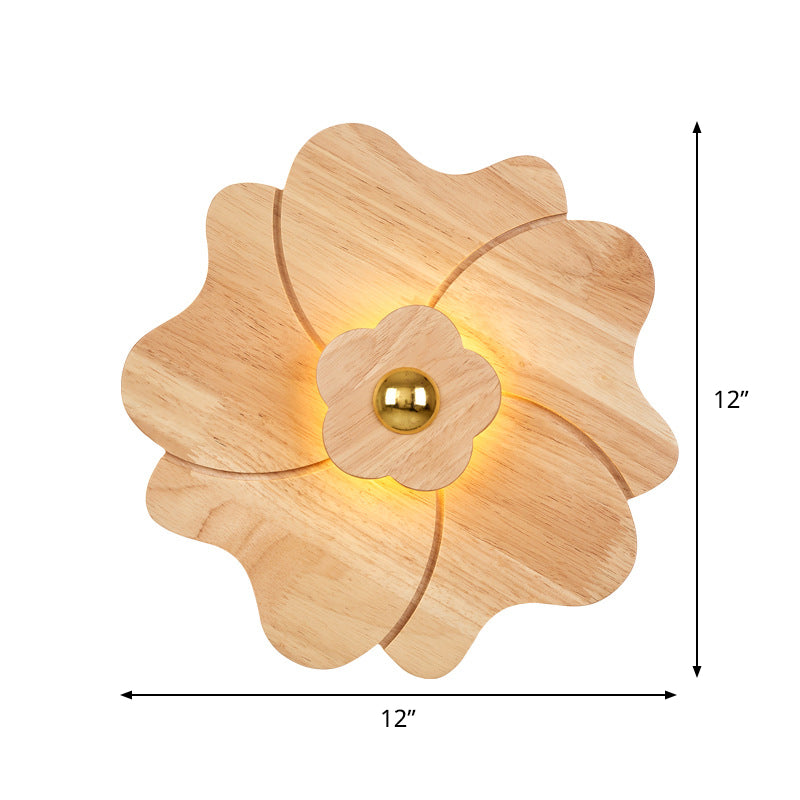BowLift | Flower Nightstand Wall Lamp Sconces Wood 4 Lights Contemporary LED Wall Mount Fixture