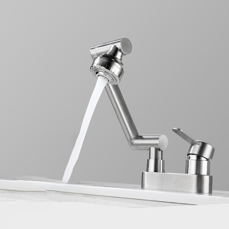 BowLift | 2 holes sink faucet swivel stainless steel single handle central mounted faucet