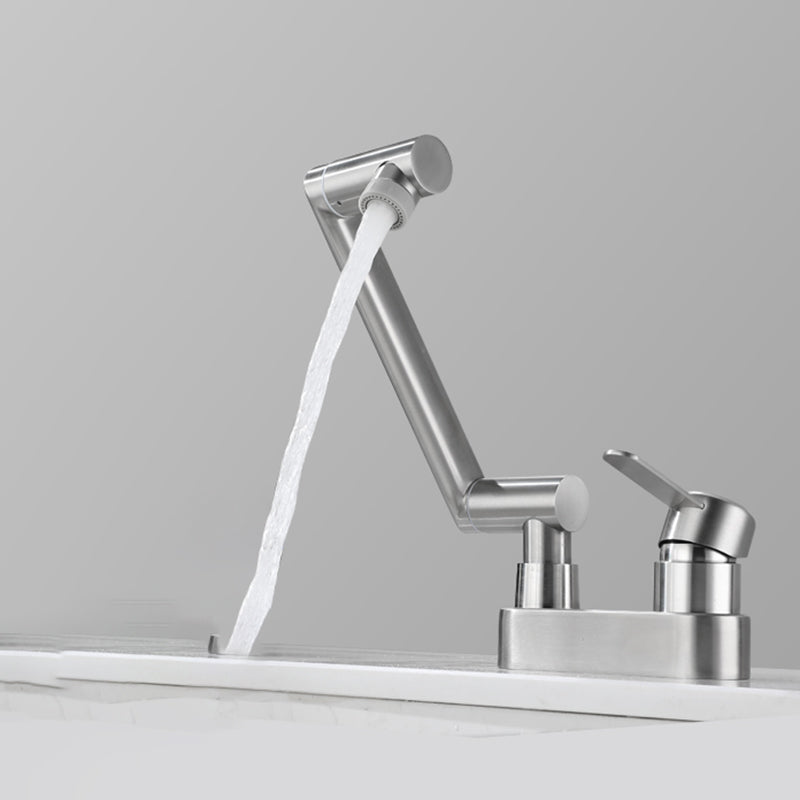 BowLift | 2 holes sink faucet swivel stainless steel single handle central mounted faucet