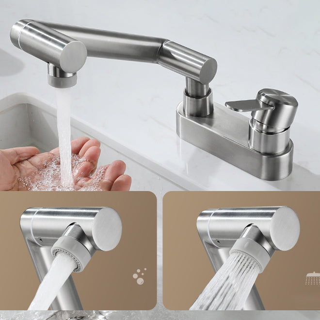 BowLift | 2 holes sink faucet swivel stainless steel single handle central mounted faucet