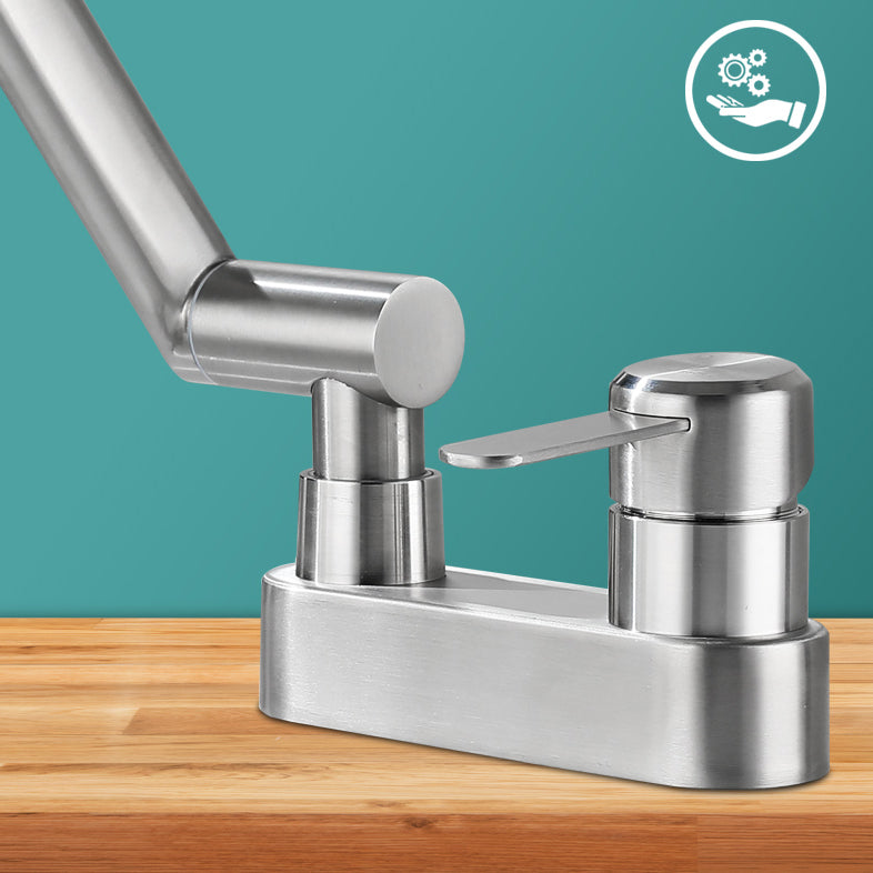 BowLift | 2 holes sink faucet swivel stainless steel single handle central mounted faucet