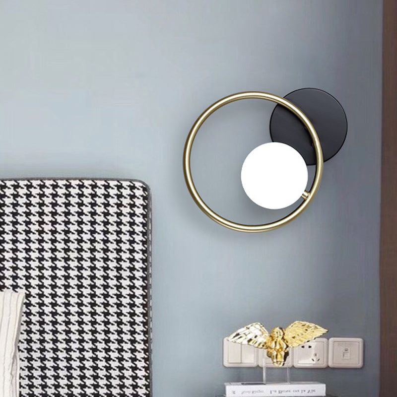 BowLift | Gold and Black Ring Wall Mounted Light Postmodern 1-Light Metallic Wall Lamp Light