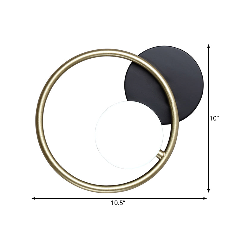 BowLift | Gold and Black Ring Wall Mounted Light Postmodern 1-Light Metallic Wall Lamp Light