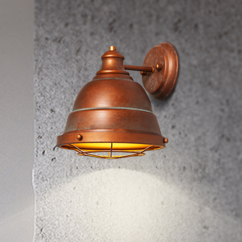 BowLift | 1 Head Wall Sconce Lamp Industrial Vintage Dome Shade Iron Wall Lighting with Wire Protection in Black/Copper