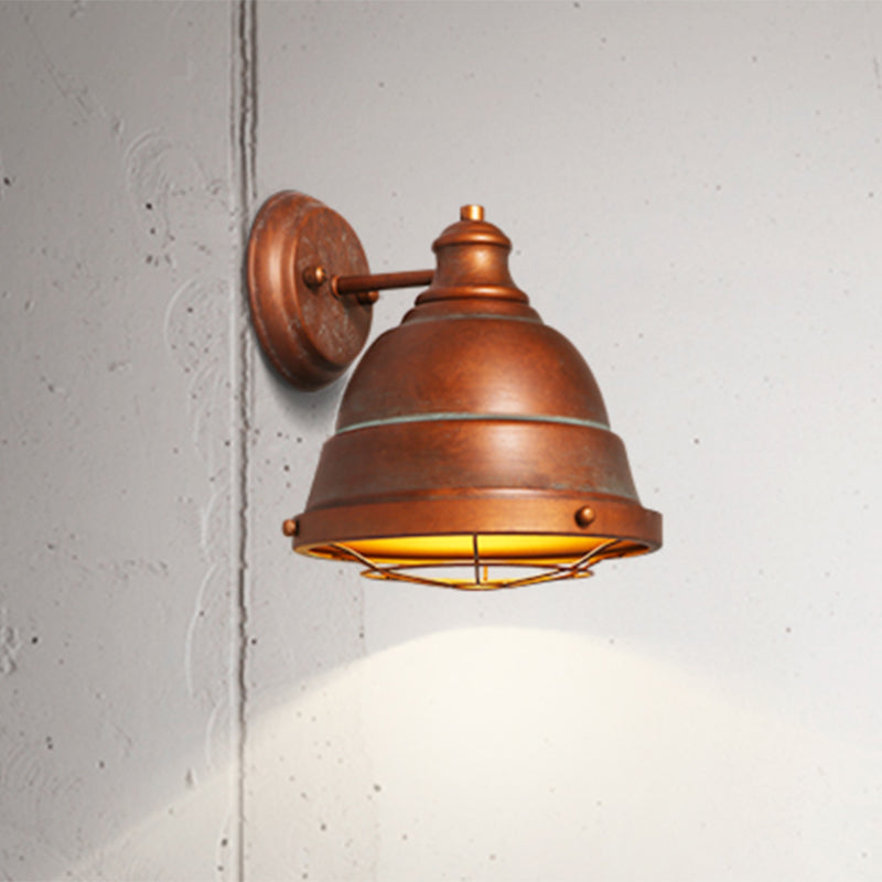 BowLift | 1 Head Wall Sconce Lamp Industrial Vintage Dome Shade Iron Wall Lighting with Wire Protection in Black/Copper