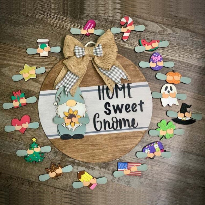 BowLift | Cute Gnome Door Hanger DIY Interchangeable Welcome Door Decoration