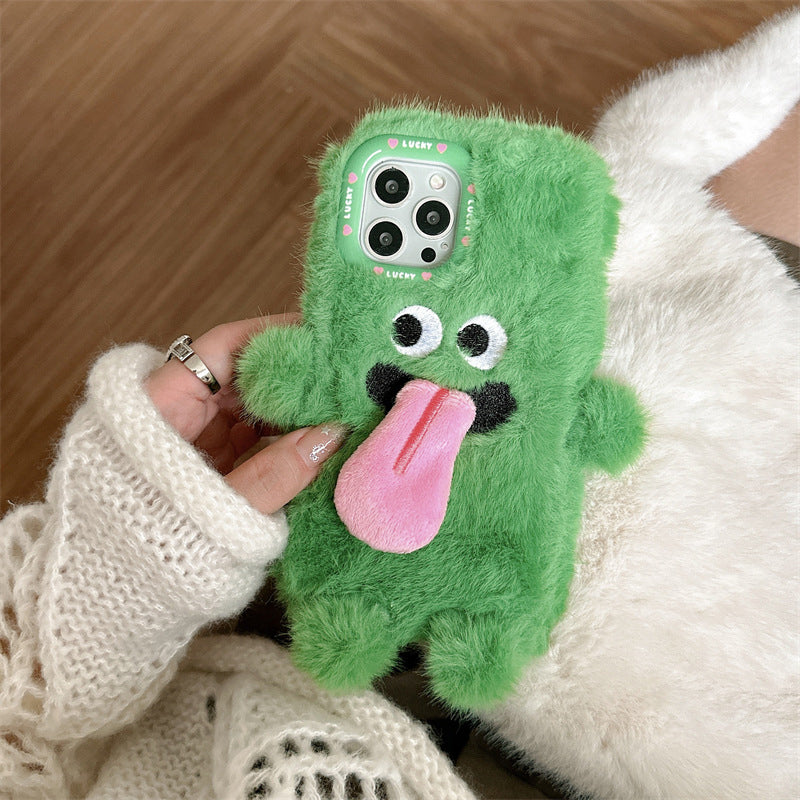 BowLift | Funny Tongue Sticking Out Plush Phone Case For iPhone