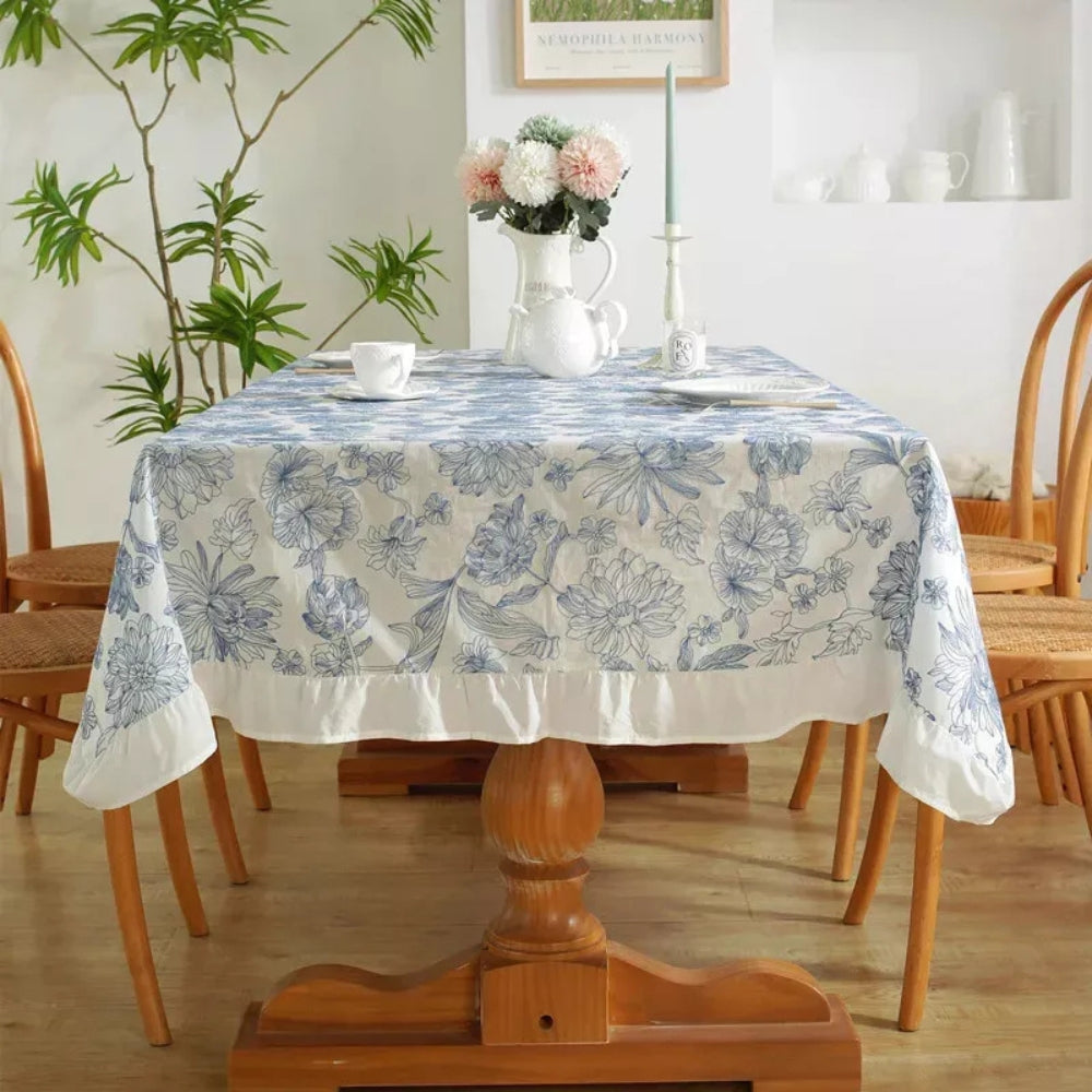 BowLift | Delfina Blue Floral Lace Tablecloth