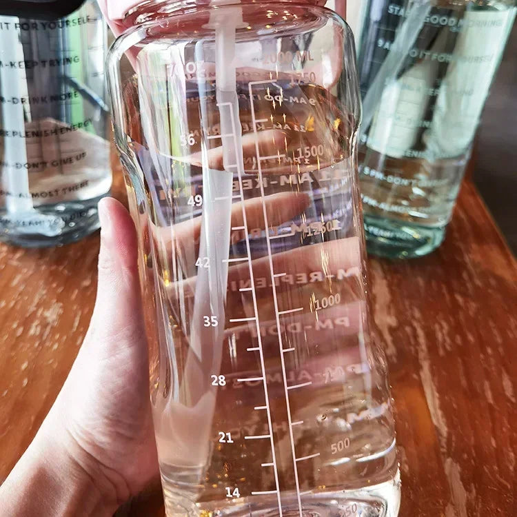 BowLift | 2L Portable Sports Water Bottle with Straw and Time Markings