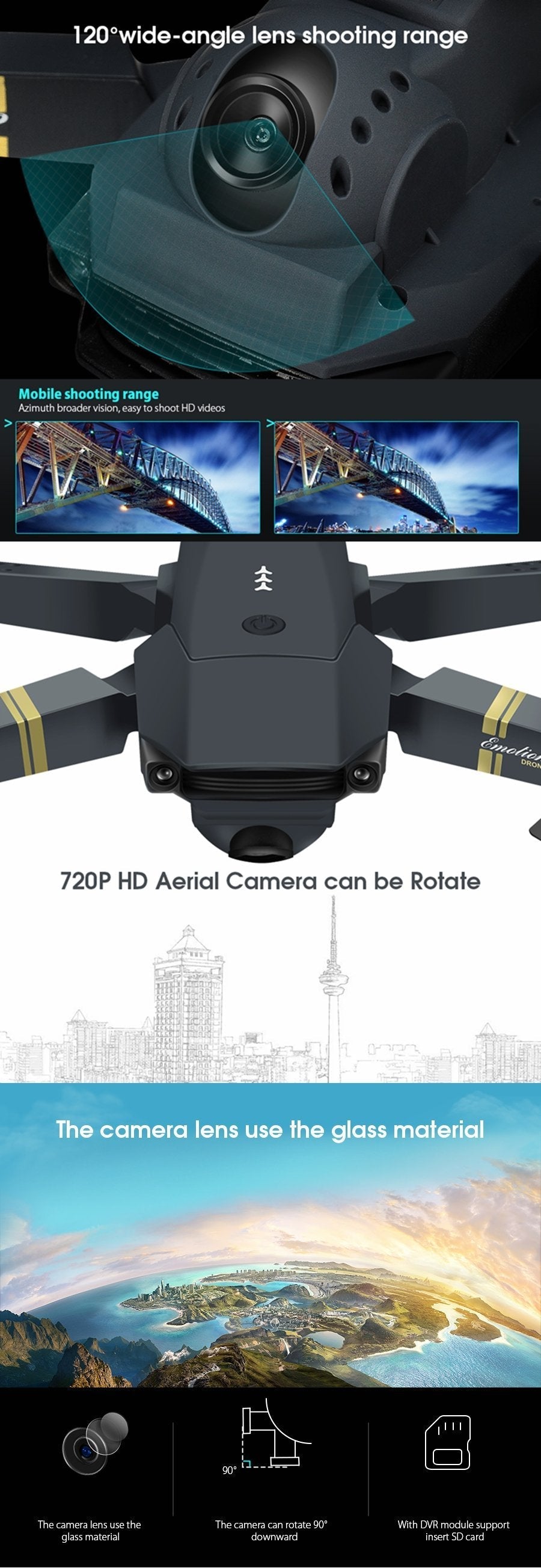 BowLift | Skyhawk HD Foldable Air Selfie Drone With Camera 2MP