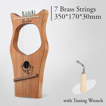 BowLift | 16 Brass String Mahogany Lyre Harp with Tone Wrench for Children, Teenager & Adults