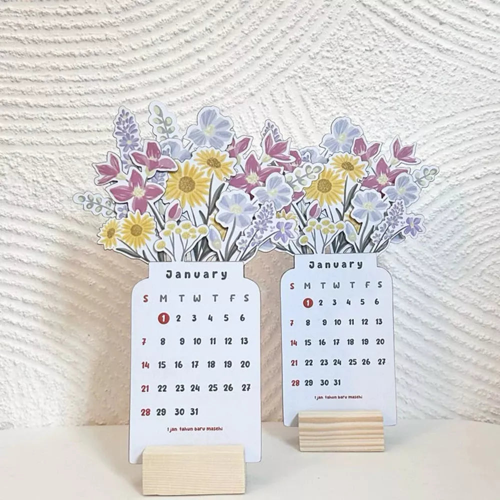 BowLift | 2025 Bloomy Flowers Desk Calendar Decorative & Functional Planner