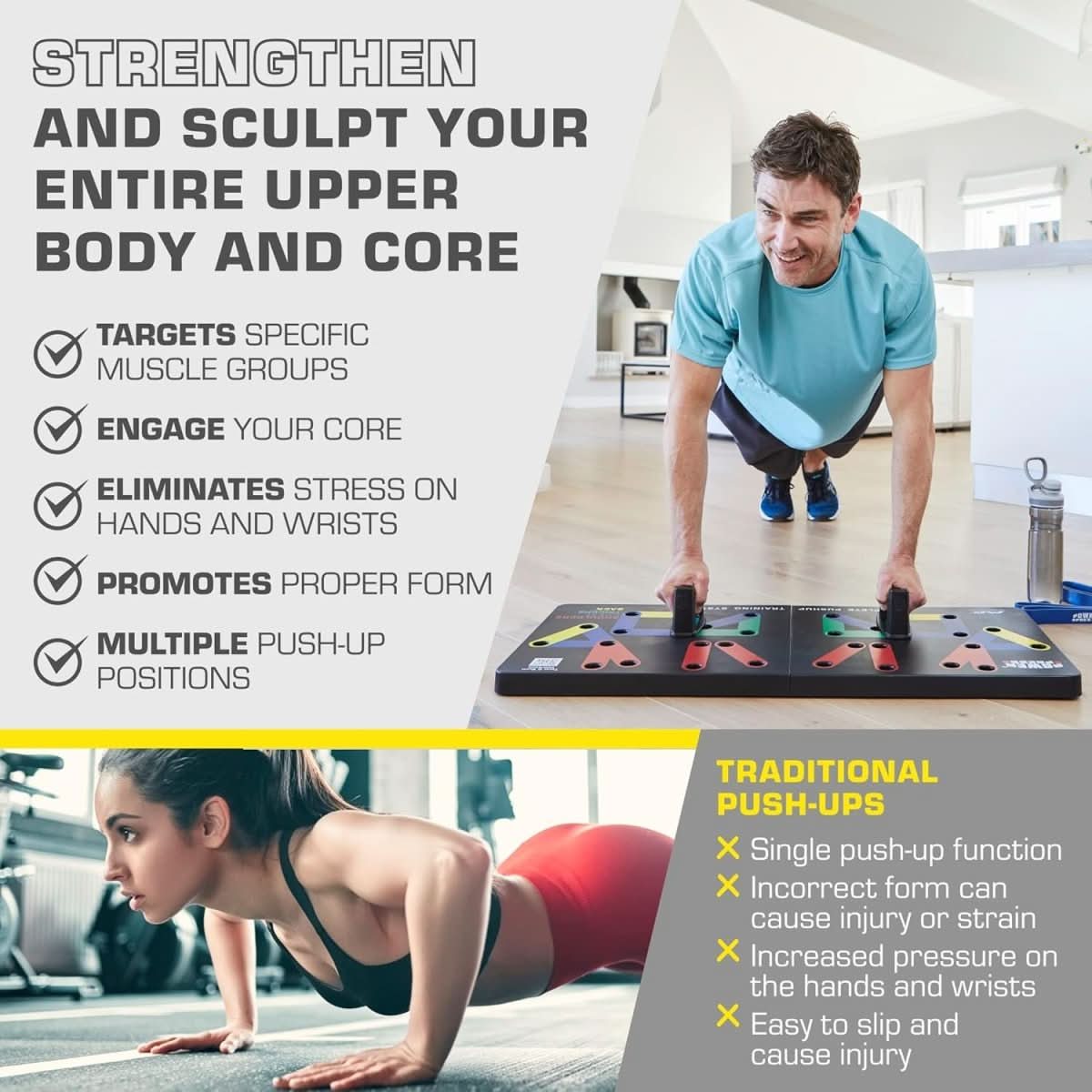 BowLift | Foldable push-up board with 30 training positions for targeted muscle training