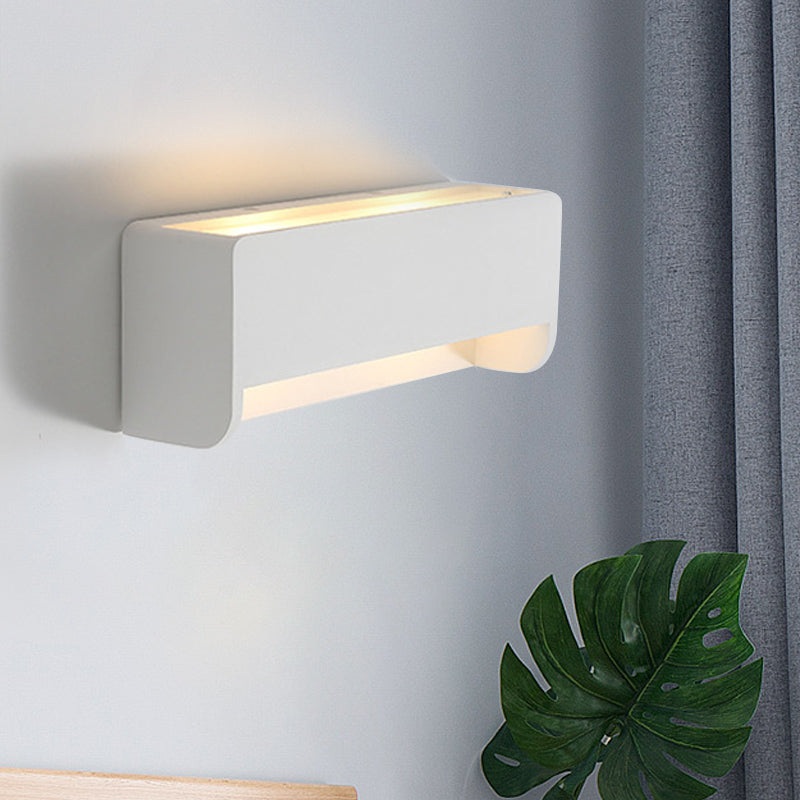 BowLift | 1-Bulb Nightstand LED Wall Lighting Modernism White Finish Wall Lamp with Rectangular Gypsum Shade