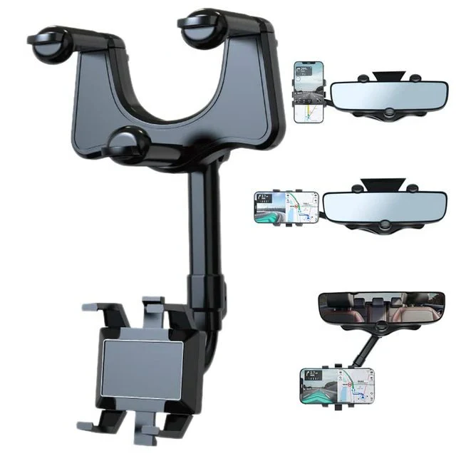 BowLift | Rotatable and Retractable Car Phone Holder - 360 Degree Rear View Mirror Phone Holder