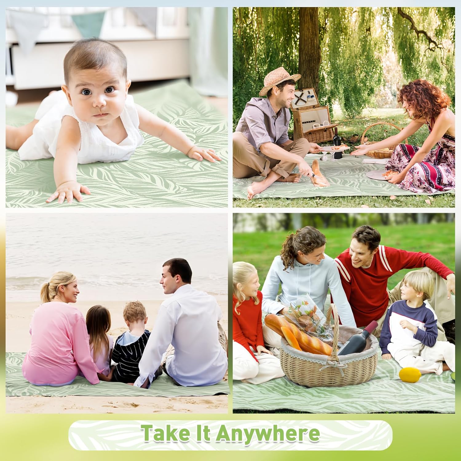 BowLift | Extra Large Waterproof Picnic Blanket 200 × 200 cm with 3 Layers – MeadowRest