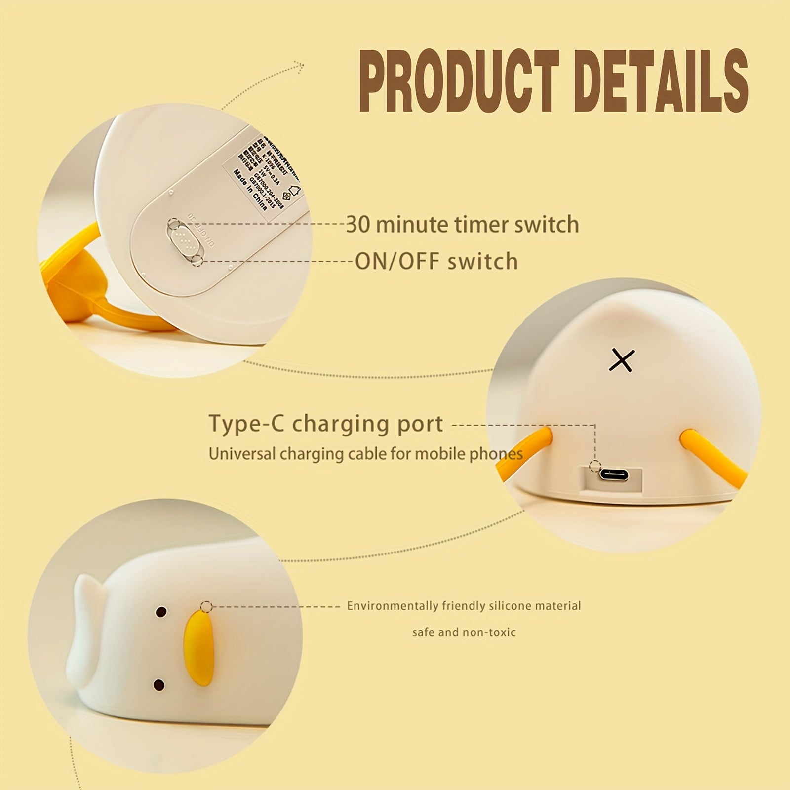 BowLift | Sleeping Duck Lamp - Rechargeable Dimmable Silicone Night Light