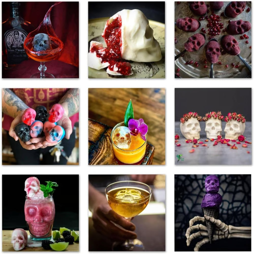 BowLift | Halloween Skull Ice Mold | 3D Silicone Tray | Food-Grade, Heat-Resistant & Dishwasher Safe