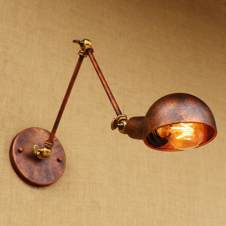 BowLift | 1 Light Scale Wall Lamp Fixture Antique Style Rust Metal Wall Lamp with Rotatable Arm for Study Room