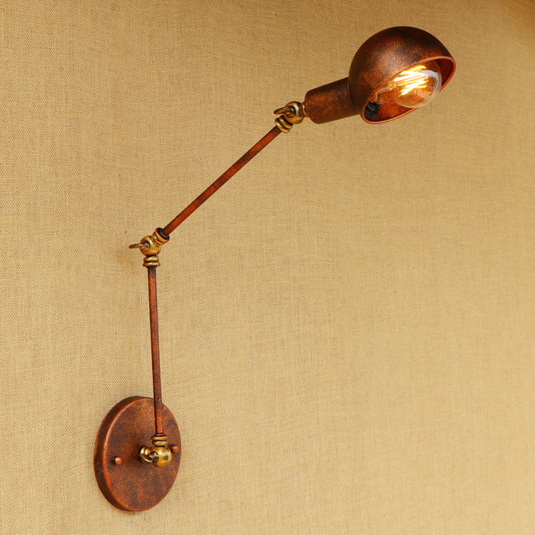 BowLift | 1 Light Scale Wall Lamp Fixture Antique Style Rust Metal Wall Lamp with Rotatable Arm for Study Room