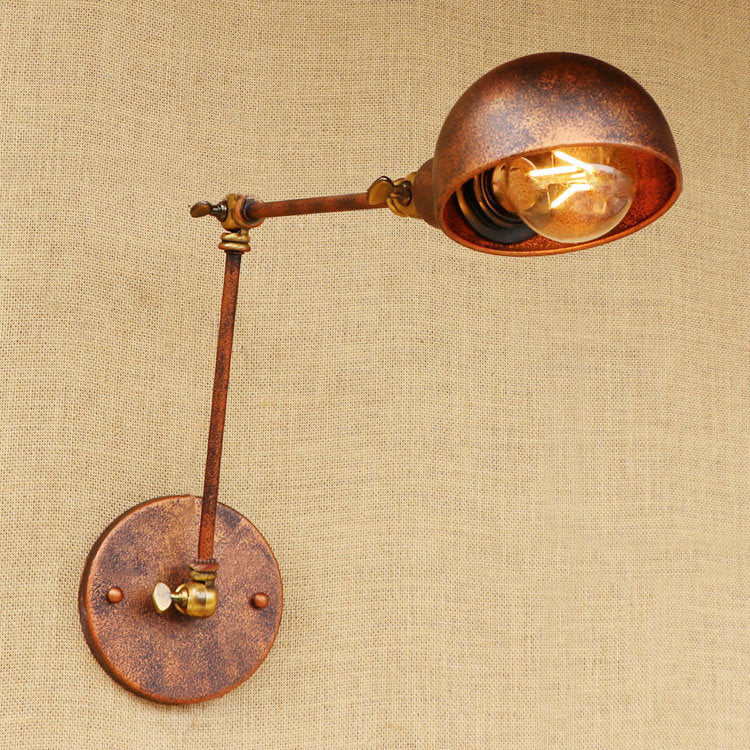 BowLift | 1 Light Scale Wall Lamp Fixture Antique Style Rust Metal Wall Lamp with Rotatable Arm for Study Room