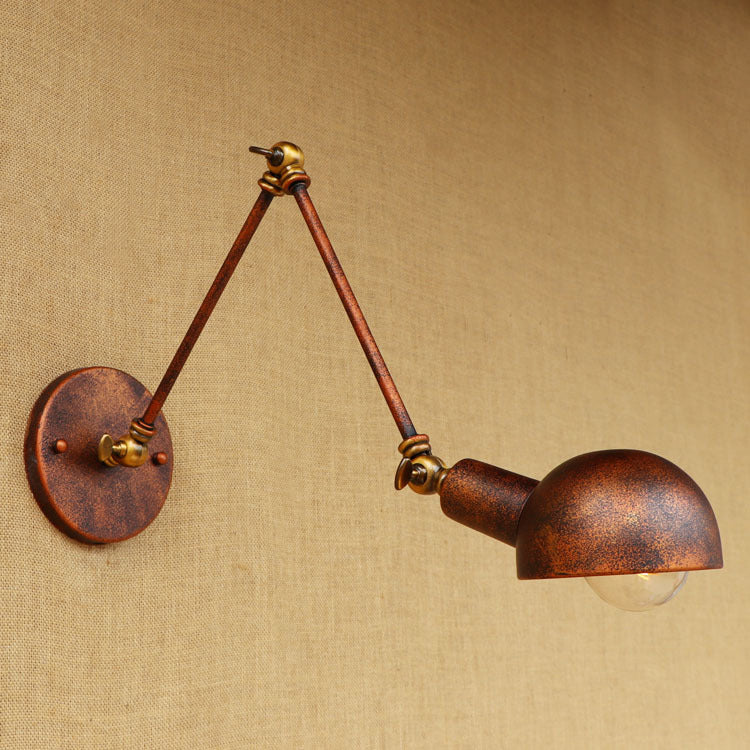 BowLift | 1 Light Scale Wall Lamp Fixture Antique Style Rust Metal Wall Lamp with Rotatable Arm for Study Room
