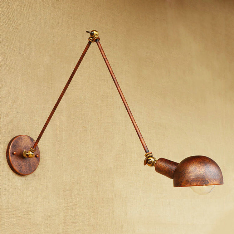 BowLift | 1 Light Scale Wall Lamp Fixture Antique Style Rust Metal Wall Lamp with Rotatable Arm for Study Room