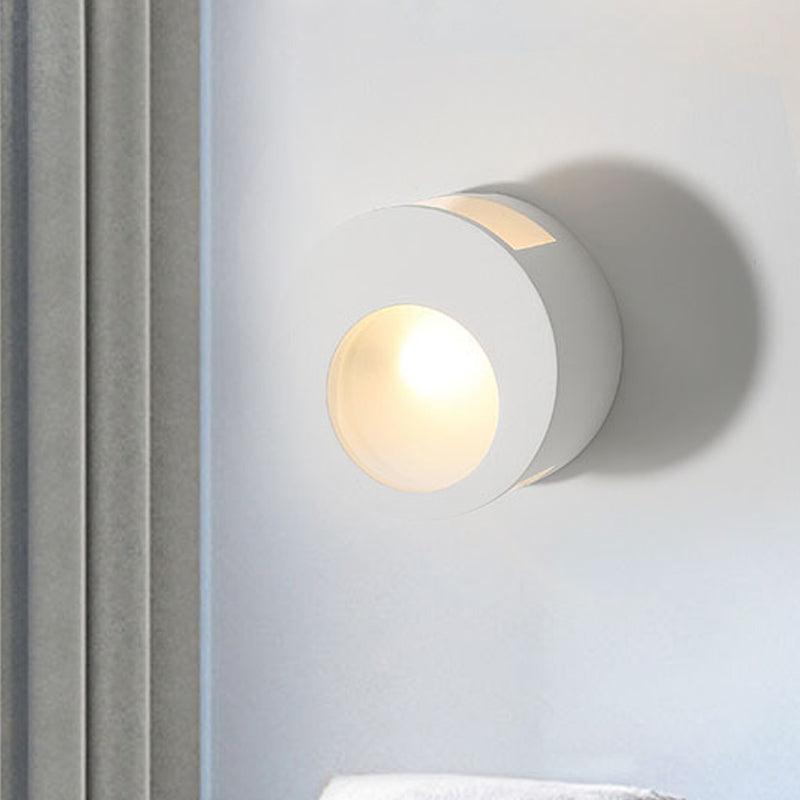 BowLift | Gypsum Round Wall Sconces Lamp Modern 1 Light LED Wall Lighting in White for Living Room