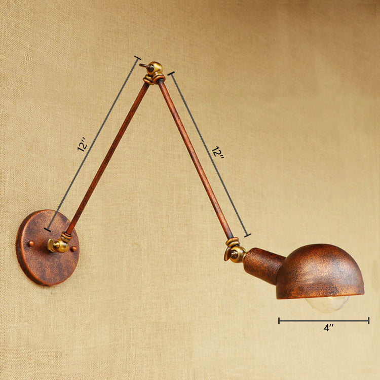 BowLift | 1 Light Scale Wall Lamp Fixture Antique Style Rust Metal Wall Lamp with Rotatable Arm for Study Room