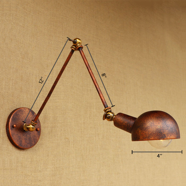 BowLift | 1 Light Scale Wall Lamp Fixture Antique Style Rust Metal Wall Lamp with Rotatable Arm for Study Room