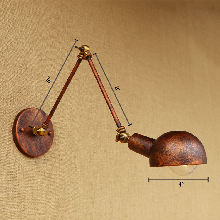 BowLift | 1 Light Scale Wall Lamp Fixture Antique Style Rust Metal Wall Lamp with Rotatable Arm for Study Room