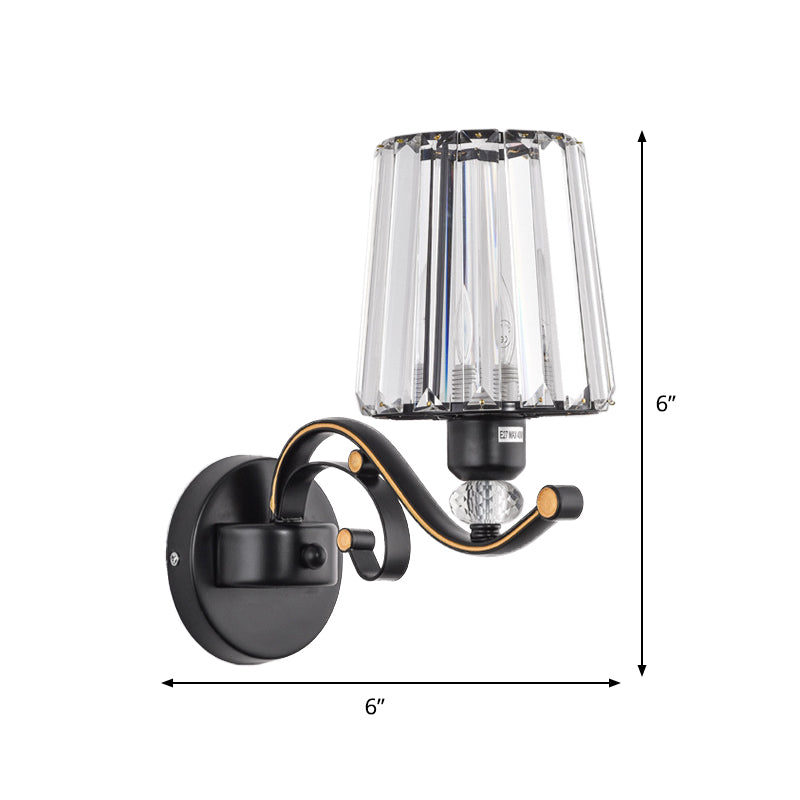 BowLift | 1/2-Pear Tapered Wall Light Modern Black Crystal Block Wall Light for the Living Room