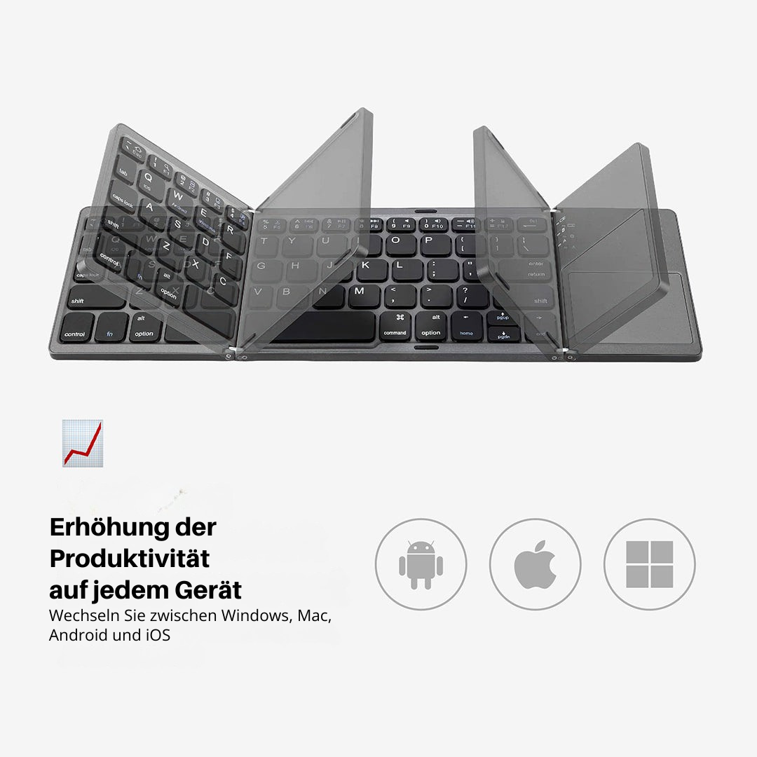 BowLift | Foldable Bluetooth Keyboard with Touchpad | Portable Wireless Mini Keyboard for Windows, Mac, iOS & Android