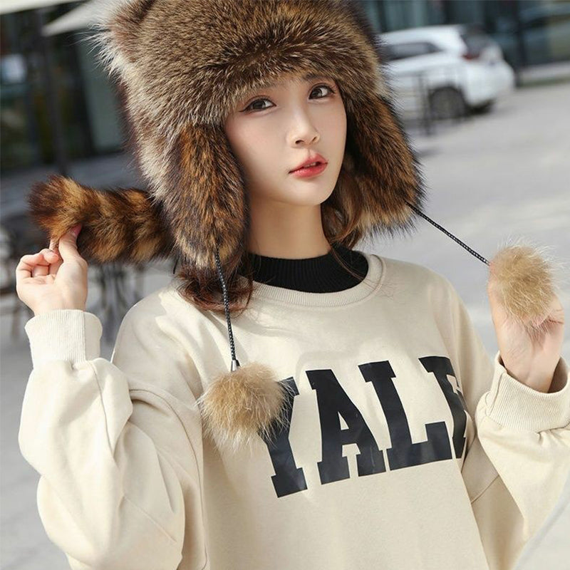 BowLift | Cute Faux fur Raccoon Tail Parent-Child Plush Hat