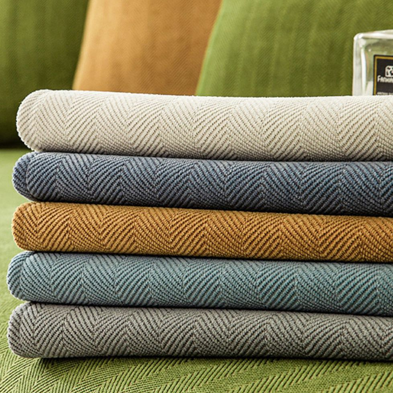 BowLift | Wavy Check Chenille Fabric Furniture Protector Sofa Cover