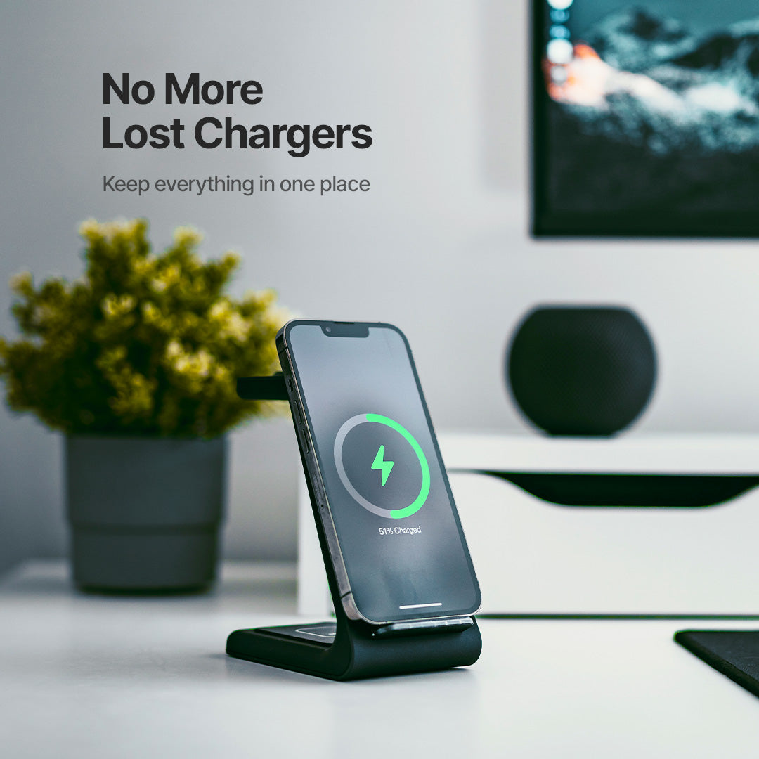 BowLift | 3-in-1 Wireless Charging Station | Apple, Samsung, Watch, AirPods | Fast Charging Solution