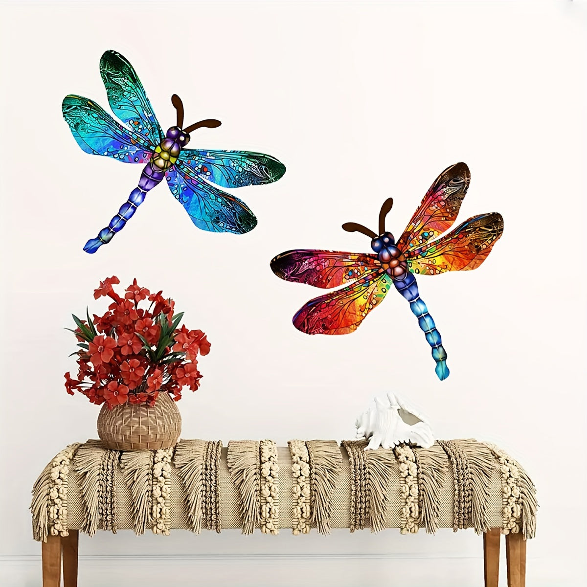 BowLift | 1/2 piece vibrant dragonfly wall art made of metal – artistic outdoor decoration for gardens, homes, and events – durable, versatile, and eye-catching – a perfect gift idea for any occasion