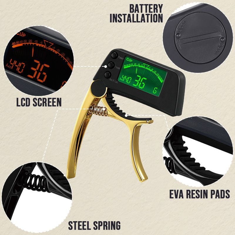 BowLift | DUAL-USE GUITAR CAPO TUNER WITH LCD DISPLAY