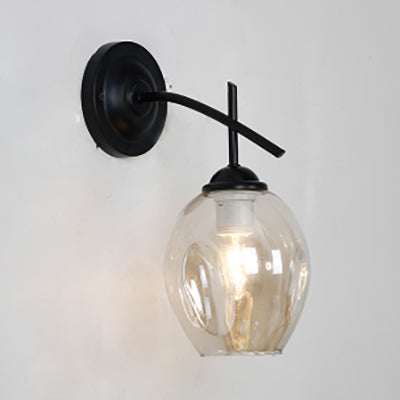 BowLift | 1 Light Dimpled Glass Wall Lamp Light Modern Black Globe Living Room Lighting Fixture