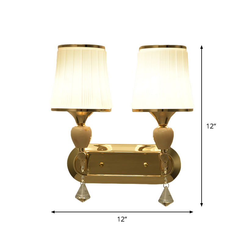 BowLift | 1- Head Bell Wall Scone Lighting with Glass Shade Modernist Living Room Gold Wall Mount Light